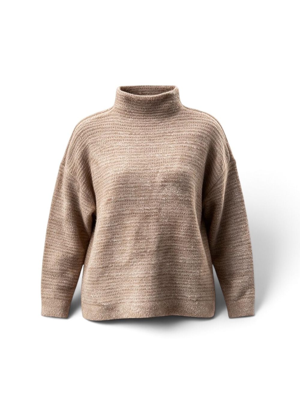 Calvin Klein relaxed mock-neck long sleeve drop shoulders Tan Beige Size L